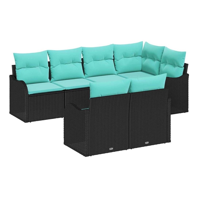 Afuera Living Contemporary Poly Rattan Sofa Set with Cushions in Black