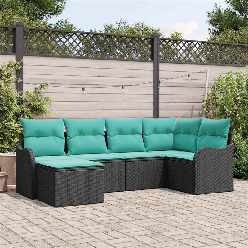 Afuera Living Contemporary Durable Poly Rattan Sofa Set in Black