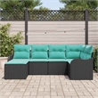 Afuera Living Contemporary Durable Poly Rattan Sofa Set in Black