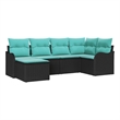 Afuera Living Contemporary Durable Poly Rattan Sofa Set in Black