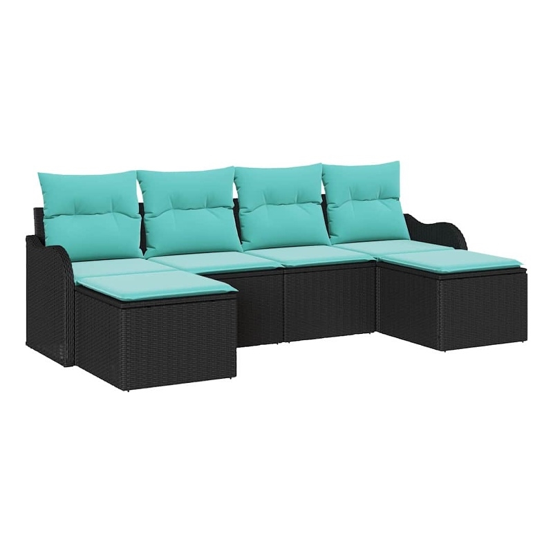 Afuera Living Contemporary Durable Poly Rattan Sofa Set in Black
