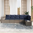 Afuera Living Contemporary Poly Rattan Sofa Set with Cushions in Gray