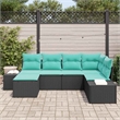 Afuera Living Poly Rattan Large Sofa Set with Cushions in Black