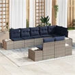Afuera Living Poly Rattan Large Sofa Set with Cushions in Gray