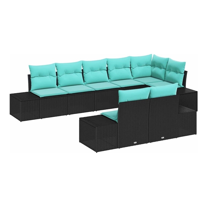Afuera Living Poly Rattan Large Sofa Set with Cushions in Black