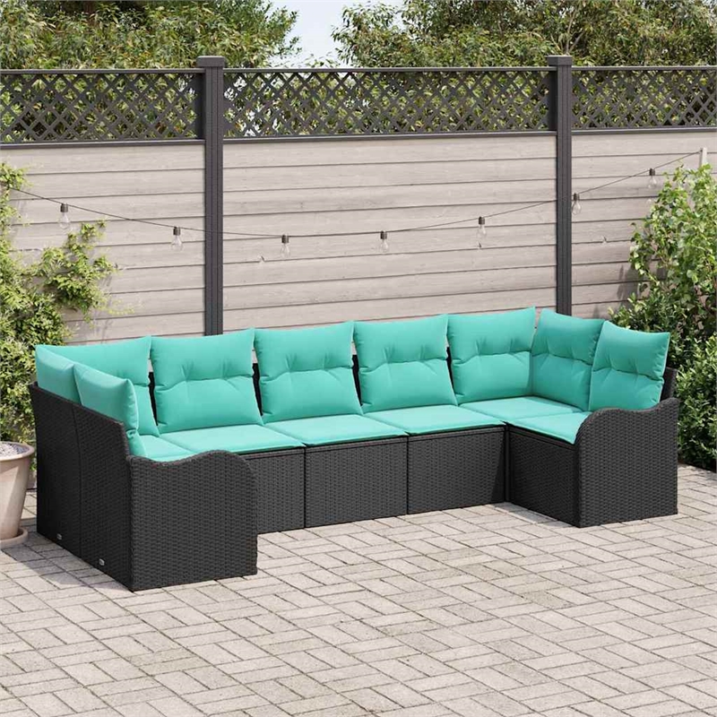 Afuera Living Contemporary Durable Poly Rattan Sofa Set in Black