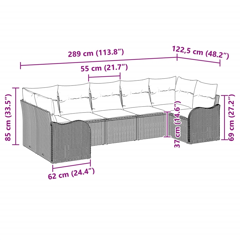 Afuera Living Contemporary Durable Poly Rattan Sofa Set in Black