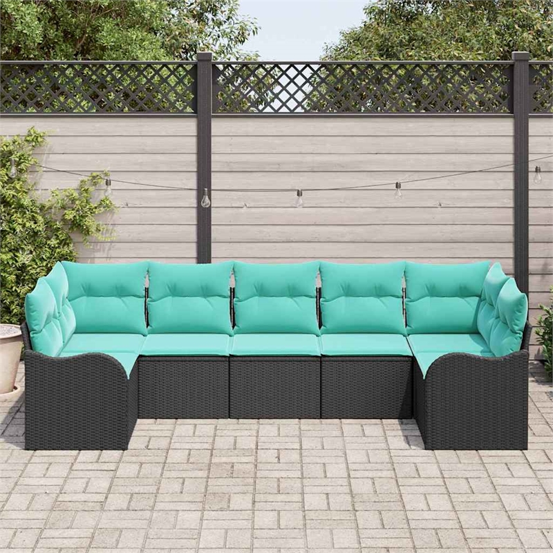 Afuera Living Contemporary Durable Poly Rattan Sofa Set in Black