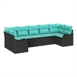 Afuera Living Contemporary Durable Poly Rattan Sofa Set in Black