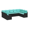 Afuera Living Contemporary Durable Poly Rattan Sofa Set in Black