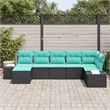 Afuera Living Contemporary Poly Rattan Sofa Set with Cushions in Black