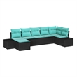 Afuera Living Contemporary Poly Rattan Sofa Set with Cushions in Black