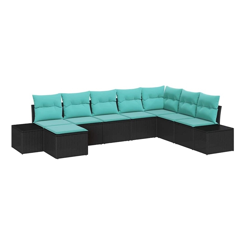 Afuera Living Poly Rattan Small Sofa Set with Cushions in Black