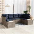 Afuera Living Contemporary Poly Rattan Sofa Set with Cushions in Gray