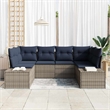 Afuera Living Contemporary Poly Rattan Sofa Set with Cushions in Gray