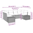 Afuera Living Contemporary Poly Rattan Sofa Set with Cushions in Gray
