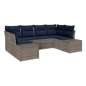 Afuera Living Contemporary Poly Rattan Sofa Set with Cushions in Gray