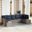 Afuera Living Contemporary Poly Rattan Sofa Set with Cushions in Gray