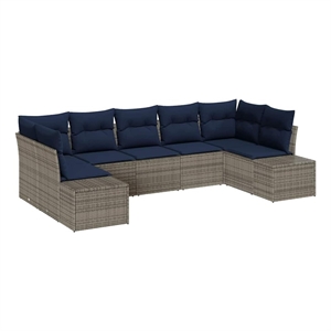 Afuera Living Contemporary Poly Rattan Sofa Set with Cushions in Gray
