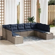 Afuera Living Contemporary Poly Rattan Sofa Set with Cushions in Gray