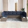 Afuera Living Contemporary Poly Rattan Sofa Set with Cushions in Gray