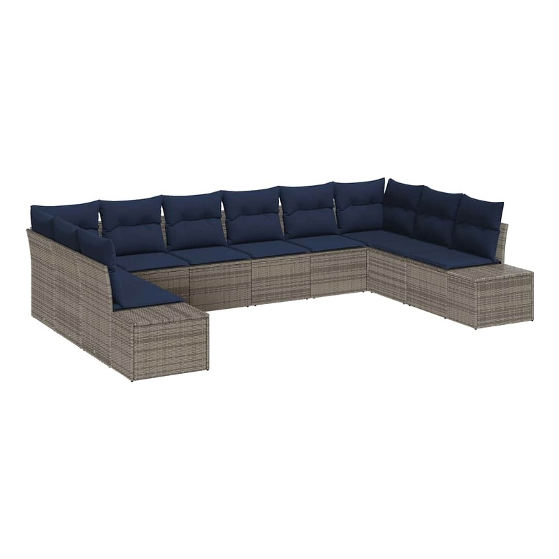 Afuera Living Contemporary Poly Rattan Sofa Set with Cushions in Gray