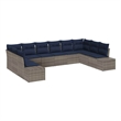 Afuera Living Contemporary Poly Rattan Sofa Set with Cushions in Gray