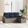 Afuera Living Contemporary Poly Rattan Sofa Set with Cushions in Gray
