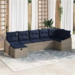 Afuera Living Contemporary Poly Rattan Sofa Set with Cushions in Gray