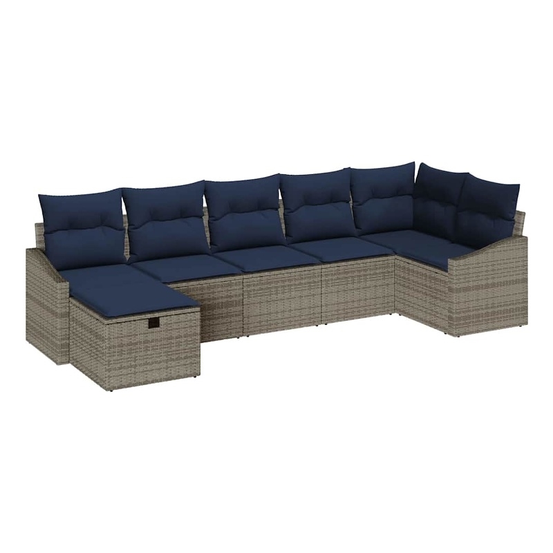Afuera Living Contemporary Poly Rattan Sofa Set with Cushions in Gray