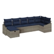 Afuera Living Contemporary Poly Rattan Sofa Set with Cushions in Gray