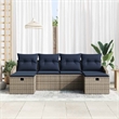 Afuera Living Contemporary Poly Rattan Sofa Set with Cushions in Gray