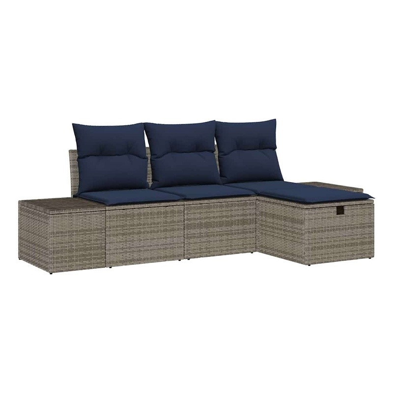 Afuera Living Contemporary Poly Rattan Sofa Set with Cushions in