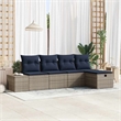 Afuera Living Contemporary Poly Rattan Sofa Set with Cushions in Gray