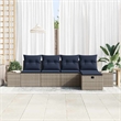 Afuera Living Contemporary Poly Rattan Sofa Set with Cushions in Gray