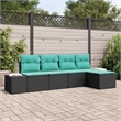 Afuera Living Contemporary Durable Poly Rattan Sofa Set in Black