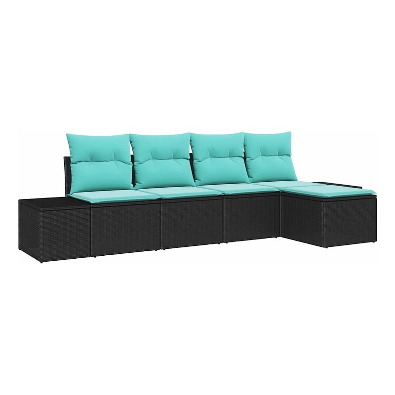 Afuera Living Contemporary Durable Poly Rattan Sofa Set in Black
