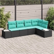Afuera Living Contemporary Durable Poly Rattan Sofa Set in Black