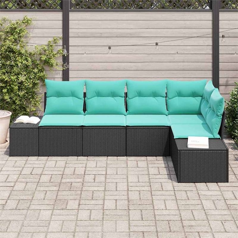 Afuera Living Contemporary Durable Poly Rattan Sofa Set in Black