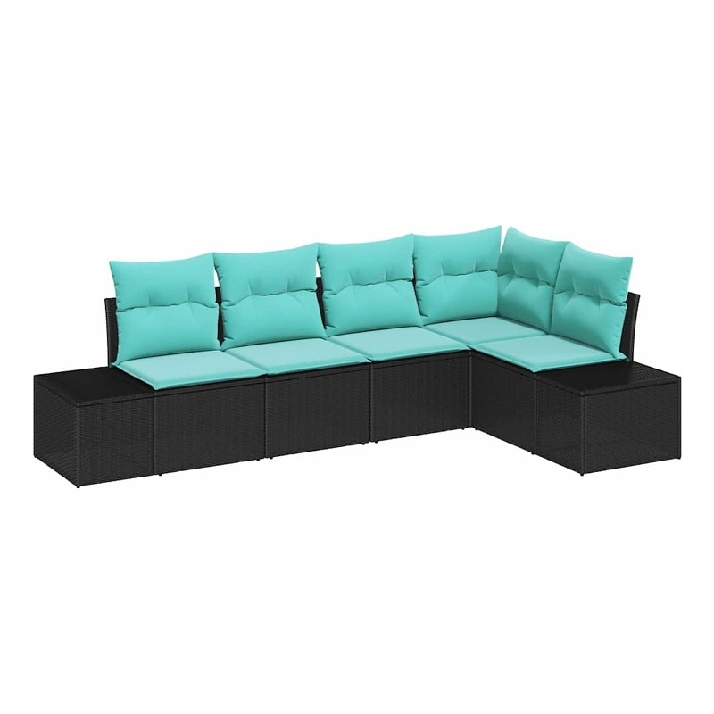 Afuera Living Contemporary Durable Poly Rattan Sofa Set in Black