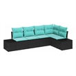 Afuera Living Contemporary Durable Poly Rattan Sofa Set in Black