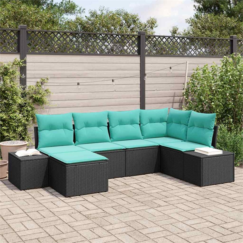 Afuera Living Contemporary Durable Poly Rattan Sofa Set in Black