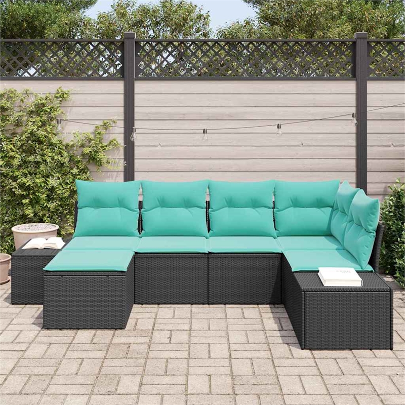 Afuera Living Contemporary Durable Poly Rattan Sofa Set in Black