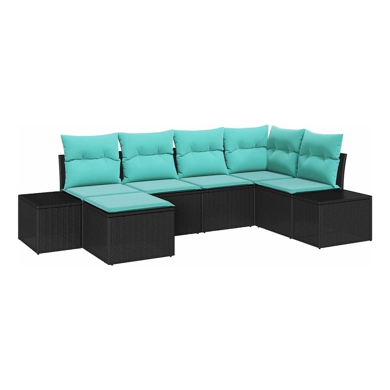 Afuera Living Contemporary Durable Poly Rattan Sofa Set in Black