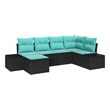 Afuera Living Contemporary Durable Poly Rattan Sofa Set in Black