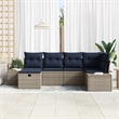 Afuera Living Contemporary Poly Rattan Sofa Set with Cushions in Gray