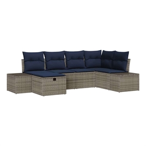 Afuera Living Contemporary Poly Rattan Sofa Set with Cushions in Gray