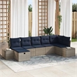 Afuera Living Contemporary Poly Rattan Sofa Set with Cushions in Gray