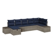 Afuera Living Contemporary Poly Rattan Sofa Set with Cushions in Gray