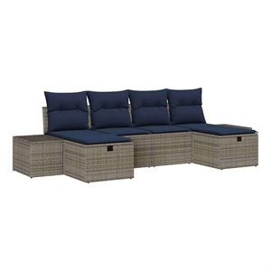 Afuera Living Poly Rattan Small Sofa Set with Cushions in Gray